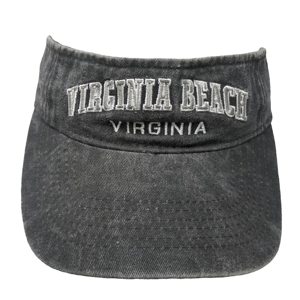 Sunsations Visor Gray One Size Virginia Beach Embroidered Cotton Strapback Hat